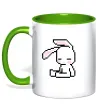 Чашка с цветной ручкой Bunny pixel ВИШИВКА Зеленый фото
