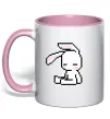 Чашка с цветной ручкой Bunny pixel ВИШИВКА Нежно розовый фото