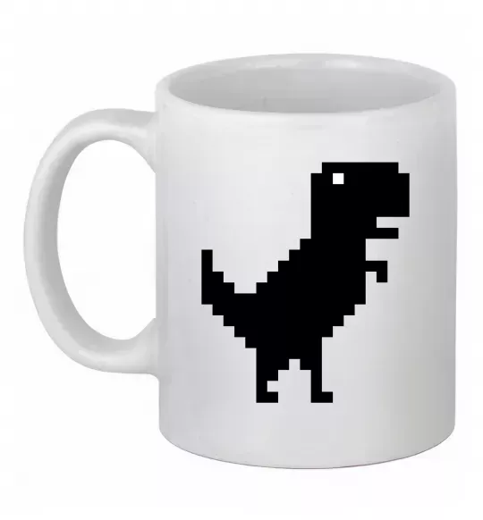 Чашка керамическая Dino pixel ВИШИВКА Белый фото