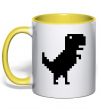 Чашка з кольоровою ручкою Dino pixel ВИШИВКА Сонячно жовтий фото