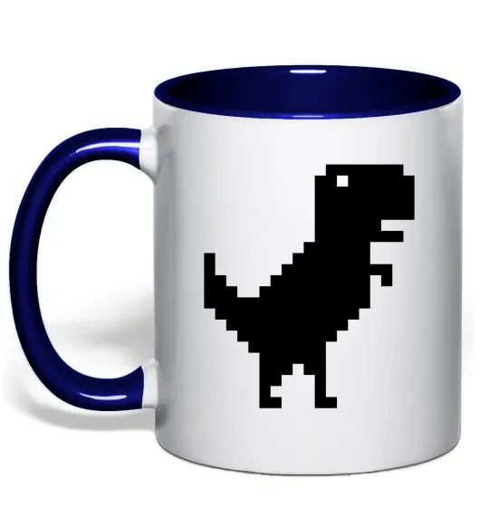 Чашка з кольоровою ручкою Dino pixel ВИШИВКА Глибокий темно-синій фото
