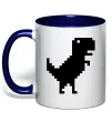 Чашка з кольоровою ручкою Dino pixel ВИШИВКА Глибокий темно-синій фото