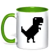 Чашка с цветной ручкой Dino pixel ВИШИВКА Лаймовый фото