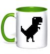 Чашка з кольоровою ручкою Dino pixel ВИШИВКА Зелений фото