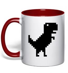 Чашка с цветной ручкой Dino pixel ВИШИВКА