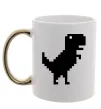 Чашка з кольоровою ручкою Dino pixel ВИШИВКА Золото фото