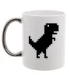 Чашка з кольоровою ручкою Dino pixel ВИШИВКА Срібло фото