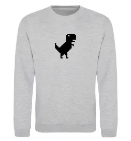 Свитшот Dino pixel ВИШИВКА Серый меланж фото