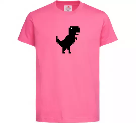 Дитяча футболка Dino pixel ВИШИВКА Яскраво-рожевий фото