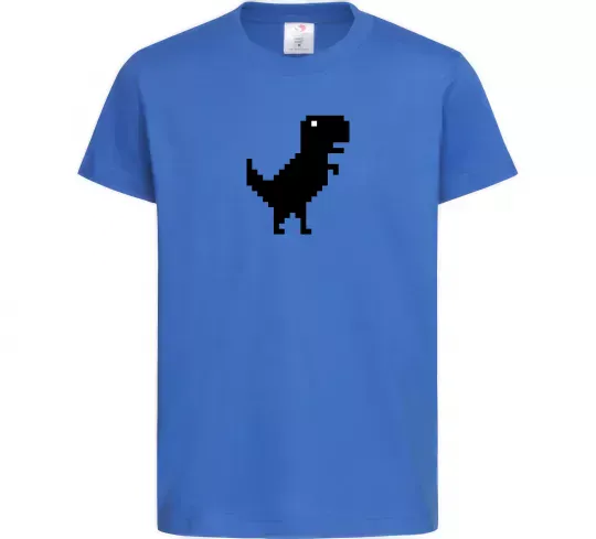 Дитяча футболка Dino pixel ВИШИВКА Яскраво-синій фото