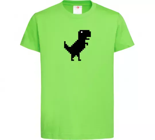 Дитяча футболка Dino pixel ВИШИВКА Лаймовий фото