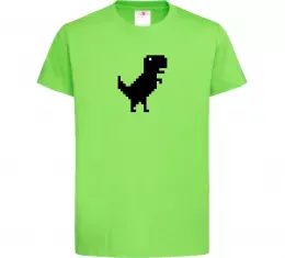 Детская футболка Dino pixel ВИШИВКА Лаймовый фото