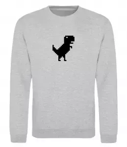 Свитшот Dino pixel ВИШИВКА Серый меланж фото