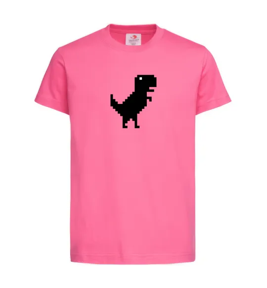 Дитяча футболка Dino pixel ВИШИВКА Яскраво-рожевий фото