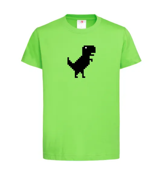 Дитяча футболка Dino pixel ВИШИВКА Лаймовий фото