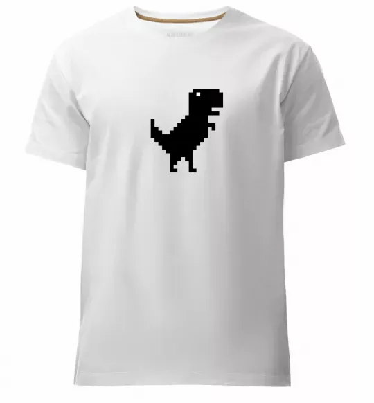 Мужская премиум футболка Dino pixel ВИШИВКА Белый фото