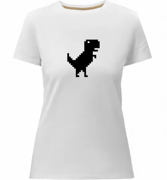 Женская премиум футболка Dino pixel ВИШИВКА Белый фото