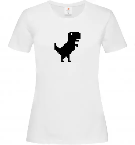 Жіноча футболка Dino pixel ВИШИВКА Білий фото