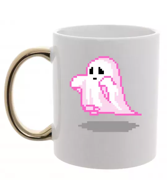 Чашка с цветной ручкой Привиди піксель парні жіноча ВИШИВКА Золото фото