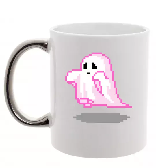 Чашка с цветной ручкой Привиди піксель парні жіноча ВИШИВКА Серебро фото