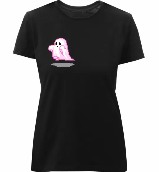 Жіноча преміум футболка Привиди піксель парні жіноча ВИШИВКА Чорний фото