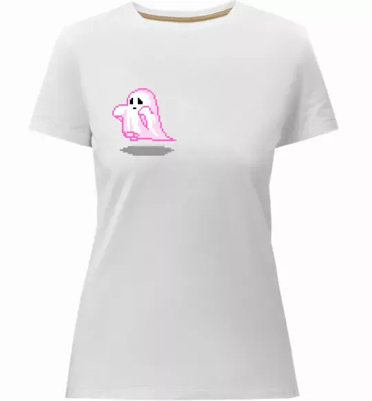 Жіноча преміум футболка Привиди піксель парні жіноча ВИШИВКА Білий фото