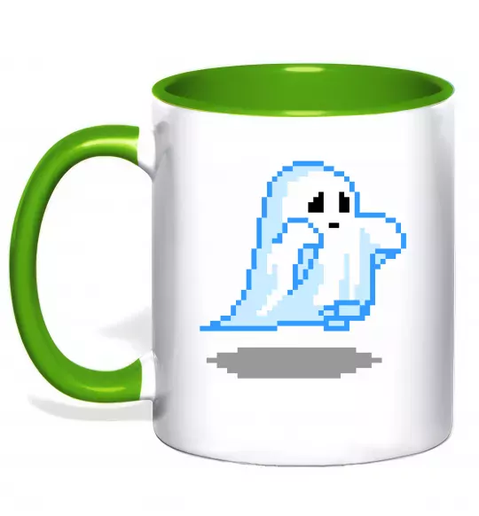 Чашка с цветной ручкой Привиди пікселі парні чоловіча ВИШИВКА Зеленый фото