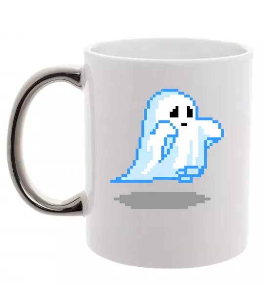 Чашка с цветной ручкой Привиди пікселі парні чоловіча ВИШИВКА Серебро фото