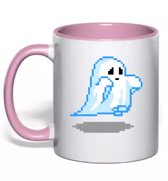 Чашка с цветной ручкой Привиди пікселі парні чоловіча ВИШИВКА Нежно розовый фото