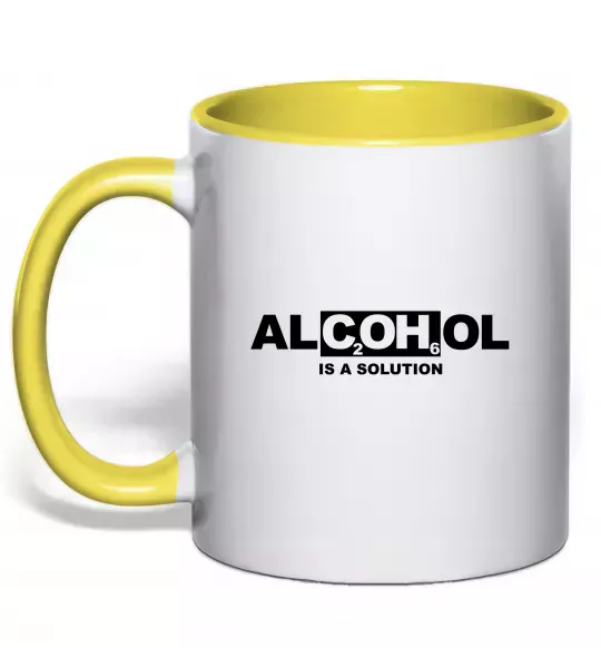Чашка с цветной ручкой Алкоголь формула Солнечно желтый фото