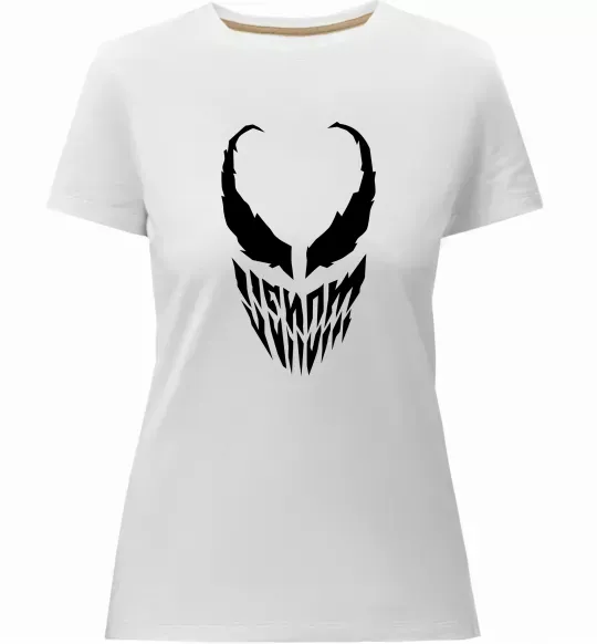 Жіноча преміум футболка Веном обличчя Білий фото