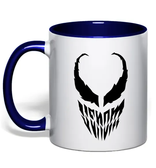 Чашка с цветной ручкой Веном обличчя Глубокий темно-синий фото