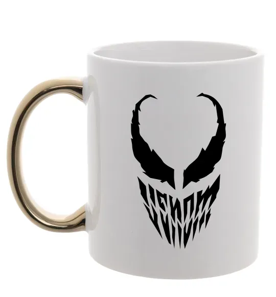 Чашка с цветной ручкой Веном обличчя Золото фото