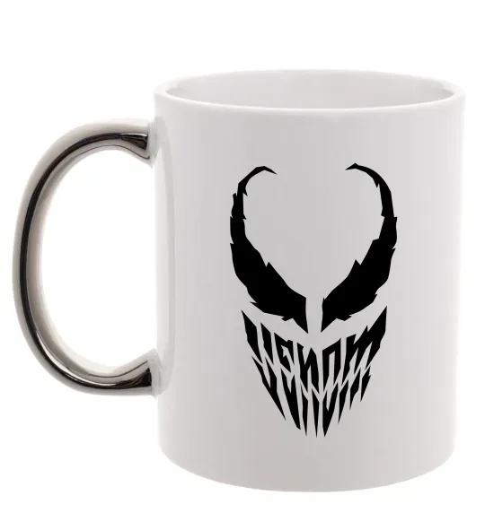 Чашка с цветной ручкой Веном обличчя Серебро фото