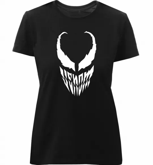 Жіноча преміум футболка Веном обличчя Чорний фото