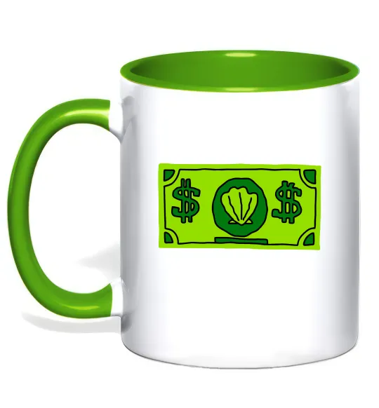 Чашка с цветной ручкой Долар містера Крабса Лаймовый фото