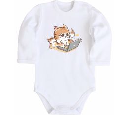 Детский боди Котик з ноутбуком