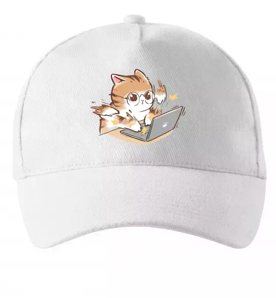 Кепка Котик з ноутбуком Белый фото