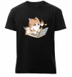 Чоловіча преміум футболка Котик з ноутбуком Чорний фото