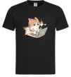 Чоловіча футболка Котик з ноутбуком Чорний фото