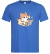 Чоловіча футболка Котик з ноутбуком Яскраво-синій фото