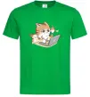 Чоловіча футболка Котик з ноутбуком Зелений фото