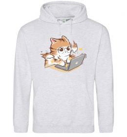 Чоловіча толстовка (худі) Котик з ноутбуком