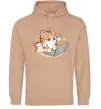 Мужская толстовка (худи) Котик з ноутбуком Песочный фото
