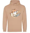 Женская толстовка (худи) Котик з ноутбуком Песочный фото