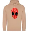 Женская толстовка (худи) Дедпул обличчя Песочный фото