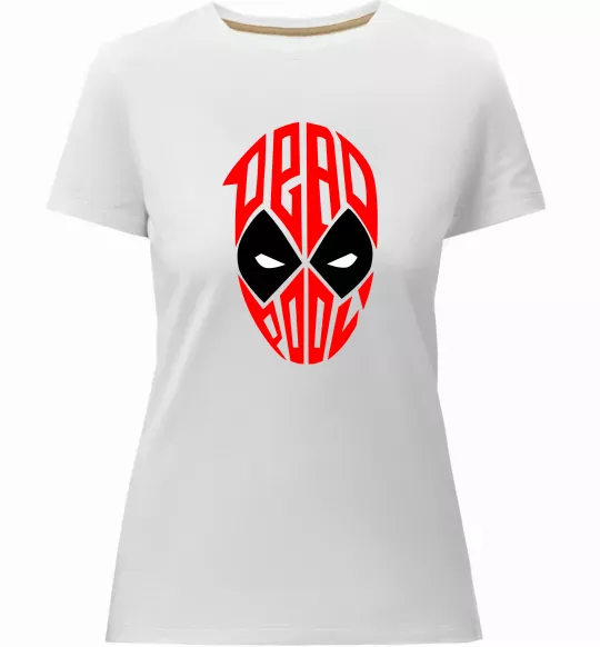 Жіноча преміум футболка Дедпул обличчя Білий фото