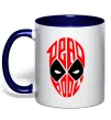 Чашка с цветной ручкой Дедпул обличчя Глубокий темно-синий фото
