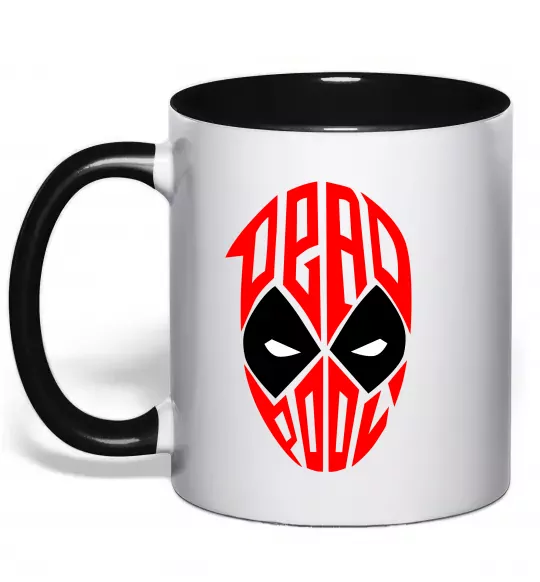 Чашка с цветной ручкой Дедпул обличчя Черный фото