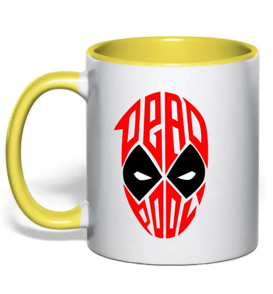 Чашка з кольоровою ручкою Дедпул обличчя Лимонний фото